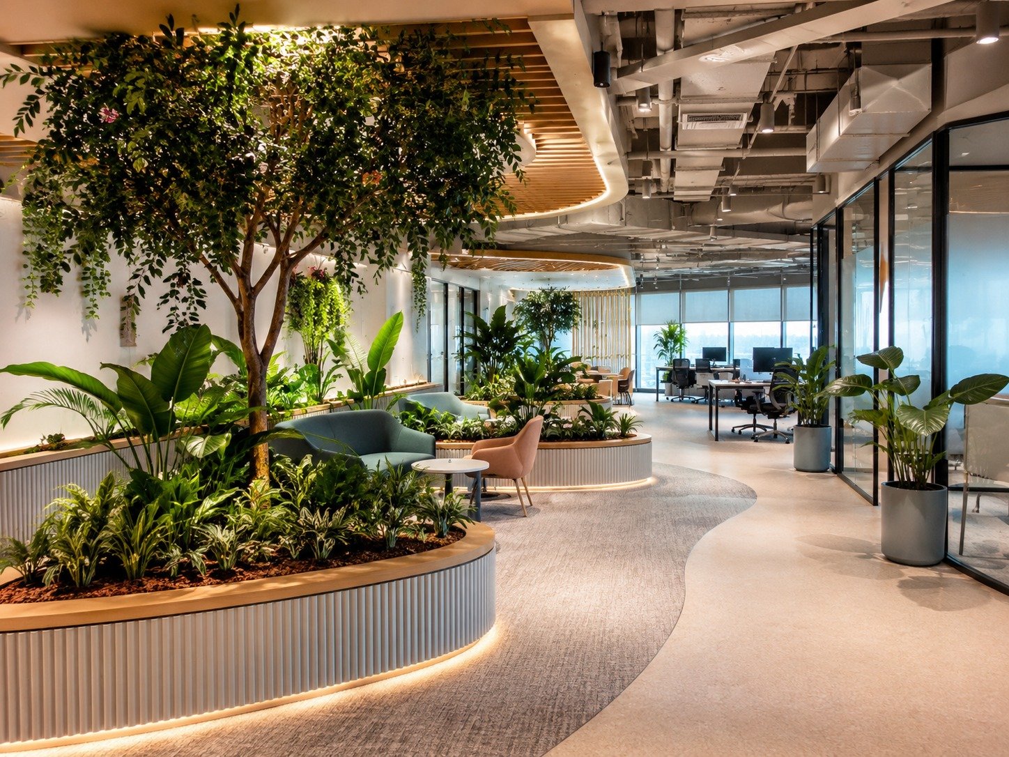 Corporate office with indoor landscaping
