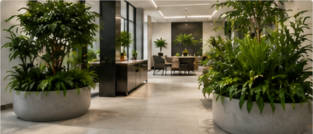 Modern corporate office enhanced with indoor landscaping